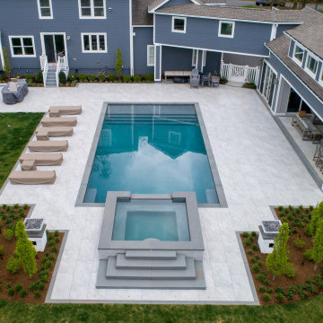 Backyard paradise featuring our stunning Rocky 24x48 porcelain pavers