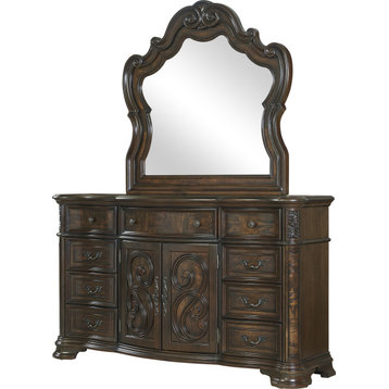 Royale Dresser and Mirror - Traditional Brown Cherry