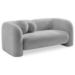 Meridian Furniture - Emory Boucle Fabric Upholstered Upholstered Loveseat, Grey - The Emory Loveseat draped in the rich grey boucle fabric is a sight to behold. Its captivating elegance is matched only by its comfort, making it the epitome of style and relaxation. The texture of the fabric adds depth and dimension to the loveseat, making it a stunning addition to any room. With its sleek design and cozy feel, the Emory Loveseat is the perfect place to unwind and indulge in a moment of pure luxury.