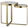 Maison 55 Rex Modern Classic Tan Glass Top Gold Metal Frame Side End Table