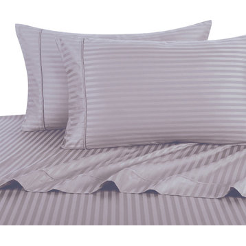 Set of 2 300TC 100% Cotton Stripe Pillowcases, Lilac, King