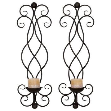 Traditional Bronze Metal Wall Sconce Set 66718