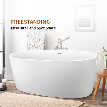 Modern 59 Glossy White Freestanding Bathtub