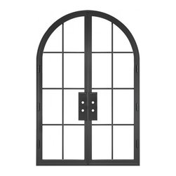 TROY - DOUBLE ARCHED STEEL METAL 8-LITE FRENCH DOOR WITH LOW-E GLASS EXTERIOR GRADE - Windows And Doors