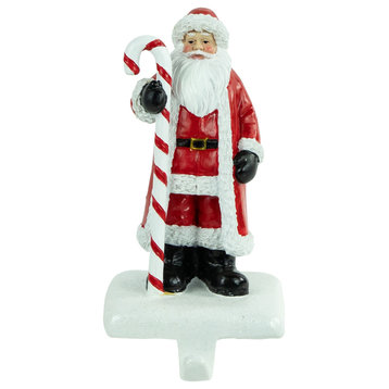 6.5" Santa with Candy Cane Christmas Stocking Holder