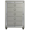 HomeRoots Silver Champagne Tone Chest With Mirror Trim Accent 5 Drawers