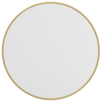Julianne Round Metal Framed Wall Mirror, Gold, 30"