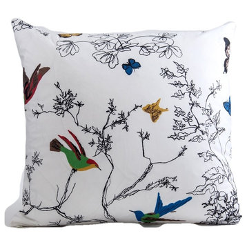 Schumacher birds and butterflies pillow cover, designer pillow cover, 18x18