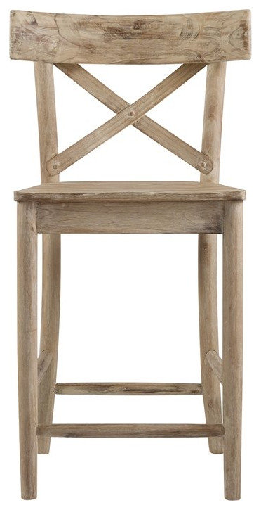 Bowery Hill Solid Wood Bar Stool Chair in Natural With Square Seat ...