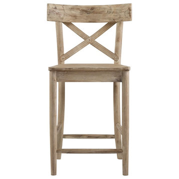 Bowery Hill 24" Transitional Solid Wood Counter Height Stool in Natural