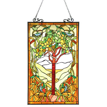 Olea Tiffany-Glass "Fruits Of Life" Window Panel