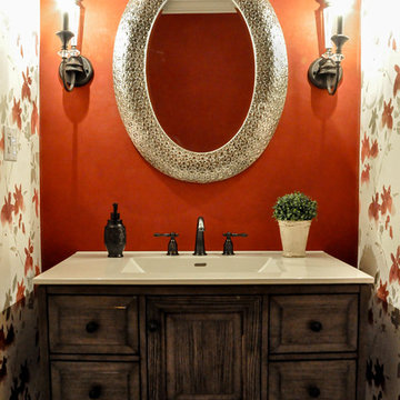 Rustic and Floral Powder Room