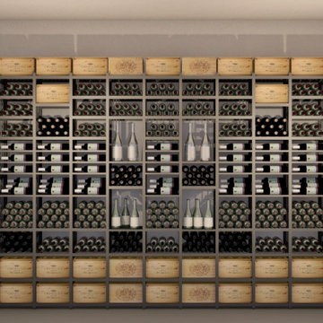 Weinregal Ferrum aus pulverbeschichtetem Metall für Vinothek