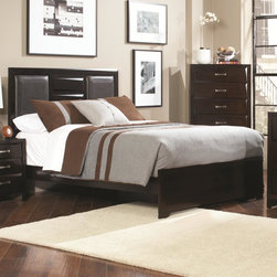 Coaster Palmetto Cappuccino Queen Bed with Faux Leather Headboard - Panel Beds
