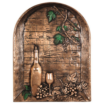 Window With Wine Bottle Backsplash Mural, Copper