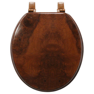 Trimmer Wood Toilet Seat With Faux Wood Grain Painting, Medium Wood Swirl