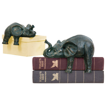 Sprawling Elephants Decorative Object or Figurine, Dark Bronze