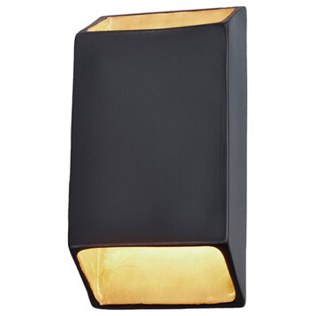 Ambiance Outdoor Tapered Rectangle Wall Sconce, Matte Black/Champagne Gold LED