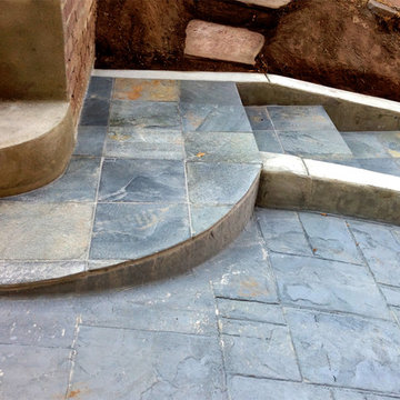 Custom Outdoor Steps--Slate & Colored Concrete