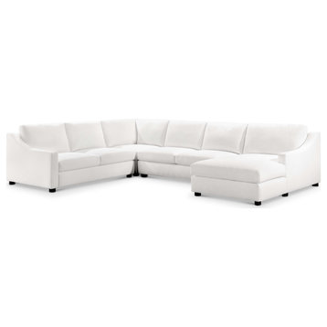 Garcelle 4 Piece Stain-Resistant Fabric Sectional, White