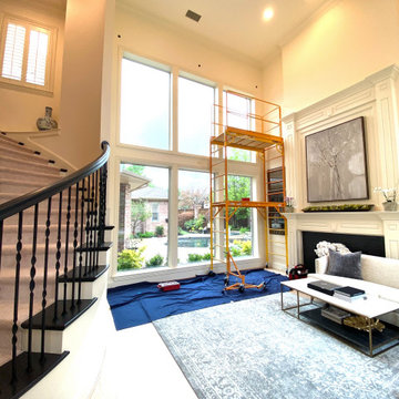 High Ceiling Drapery Curtains Installation in Plano, TX