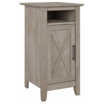 Bush Furniture Key West Nightstand with Door in Washed Gray