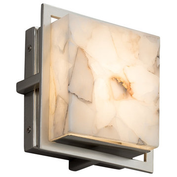 Alabaster Rocks! Avalon Square Outdoor Wall Sconce, Nickel, LED