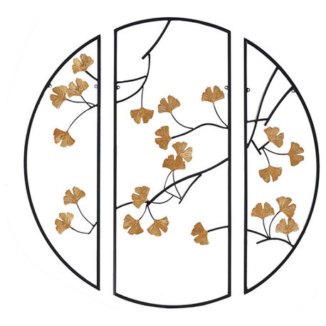 Madison Park Golden Gingko Leaves 3-piece Metal Wall Decor Set