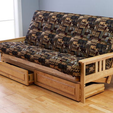 Monterey Natural Frame with Peter's Cabin Mattress and Storage Drawers