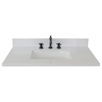 37" White Quartz Top With Rectangle Sink