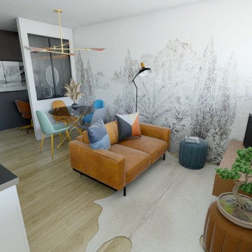 Aménagement d'une pièce de vie et d'une entrée dans un appartement Bordelais