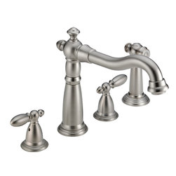Delta Victorian&reg; Two Handle Widespread Kitchen Faucet with Spray - Kitchen Faucets