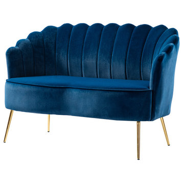Upholstered 52" Loveseat With Tufted Back, Navy