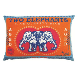 Koko Company - Koko Company Two Elephants Fine Quality Rice Pillow - Decorative Pillows