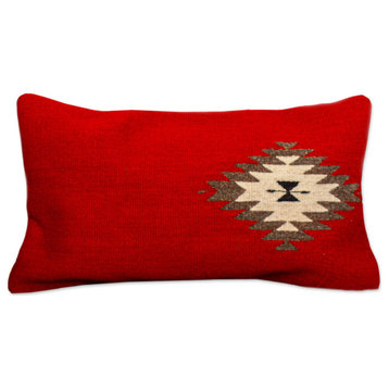Novica Handmade Red Diamond Zapotec Wool Cushion Cover