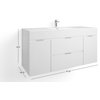 Boutique Bath Vanity, High Gloss White, 48", Single Sink, Wall Mount