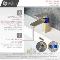 STYLISH Single Handle Brushed Gold Vessel Bathroom Faucet with Pop Up Drain