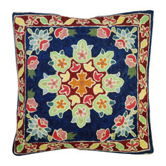 Ethnic Cushion Covers Handmade Woolen Colorful Suzani Embroidered Pillow Covers,