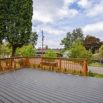 Front Deck Looking Out to the Street with Cedar Railing – Seattle Bungalow