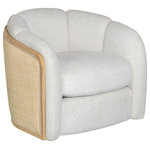 Armen Living - Violet Accent Chair, Soft Oat Fabric, Natural Wood Finish and Rattan Back - Introducing the Violet Accent Chair, a beautifully crafted piece that brings together contemporary design and everyday comfort. Upholstered in your choice of soft oat or luxurious desert sand boucle fabric, the chair features a richly textured surface that feels as inviting as it looks. The fabric is thoughtfully selected for its durability and gentle handfeel, making it perfect for both relaxation and daily use.
