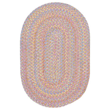 Hipster Kids and Playroom Braided Rug Pink Multi 2'x4' Oval