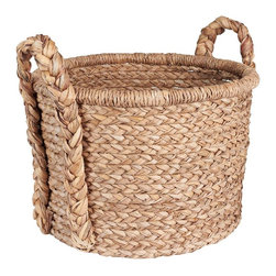 18.5 in x 20 in. Water Hyacinth Soft Basket with Braided Handles - Baskets