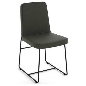 Amisco Winslet Dining Chair, Charcoal Grey Polyester / Black Metal