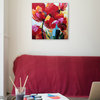 Hand Painted Flowers Wall Decor Artwork IV - Wrapped Canvas Painting