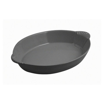 4 qt 12 x 17 x 2 1/2 inch Oval Casserole Shell Design Sandstone Black Speckled