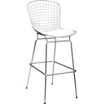 Mod Made Furniture - Mod Made Chrome Wire Barstool, White - Clean lines and simplicity make this chrome wire chair an ideal buy among modern furniture fanatics. This chair is a great way to bring your home into the 21st century while still keeping it retro. Chromed steel frame with removable leatherette seat pad. Rubber feet protect floor and keep the chair from sliding. Simple assembly required. Dimension: 20.5"W x 21"D x 43.5"H . Seat Height: 27 5/8" corner point 29 1/4"