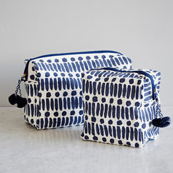 Hand Block Indigo Printed Cosmetic Bags - Bathroom Organisers