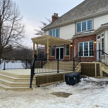 Pressure Treated Deck & Pergola with aluminum rails in Long Grove, IL
