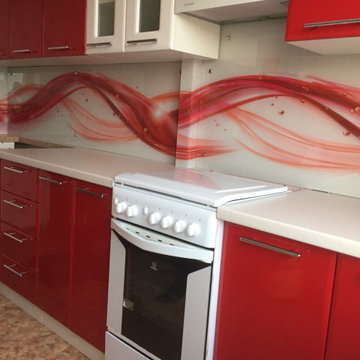 Стеклянный кухонный фартук с фотопечатью - Красная волна - TM Pavlin Art