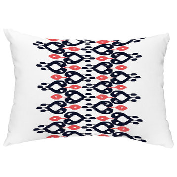 Boho Chic 14"x20" Decorative Abstract Outdoor Throw Pillow, Navy Blue